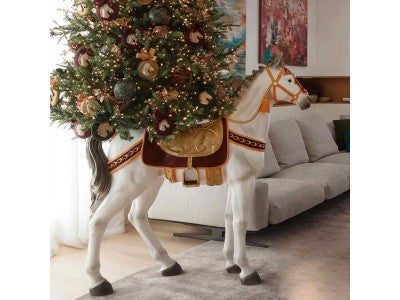 Christmas Tree Base Horse for Pine H 142 cm 138 x 38 cm White Dark Green