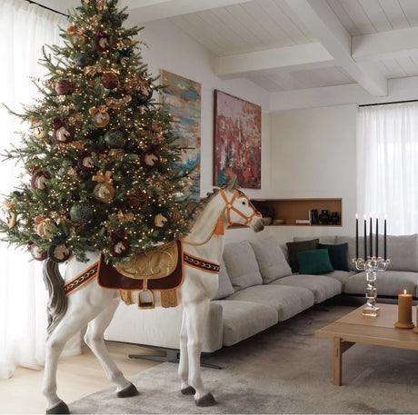 Base per Albero Natale Cavallo per Pino H 142 Cm 138 x 38 Cm Bianco Verde Scuro