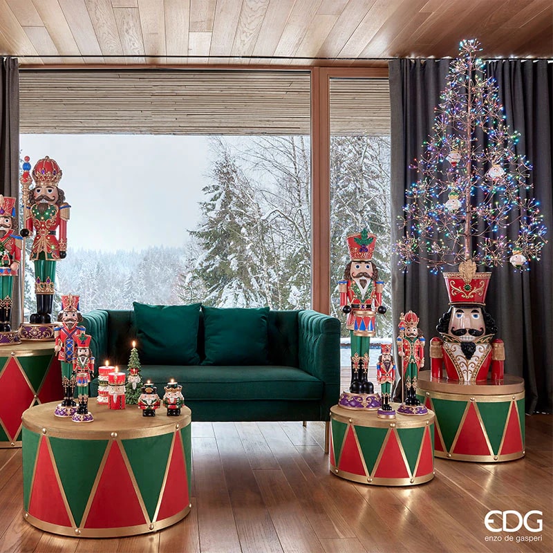 EDG Enzo De Gasperi Base per Albero Natale Soldatino per Pino H 66 Cm D 60 Cm Rosso Oro