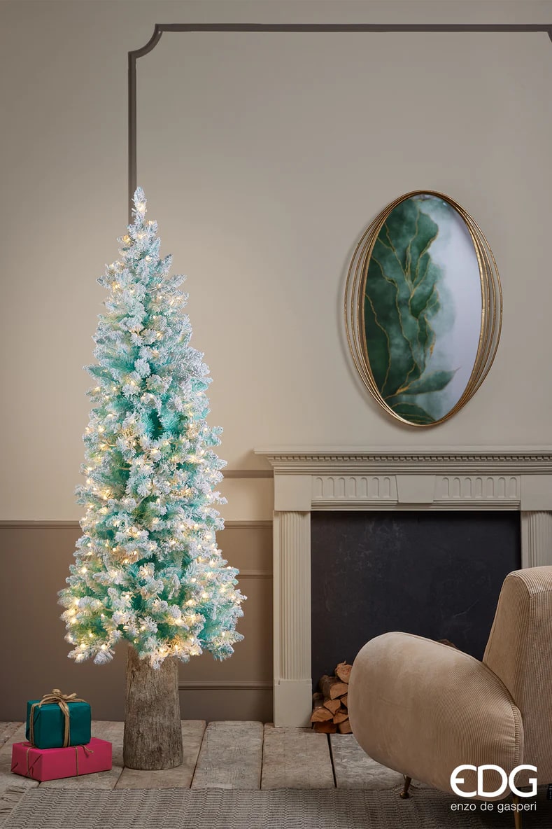 EDG Enzo De Gasperi Albero di Natale Pino Candy Innevato con 360 Led H 180 Cm D 71 Cm Tiffany