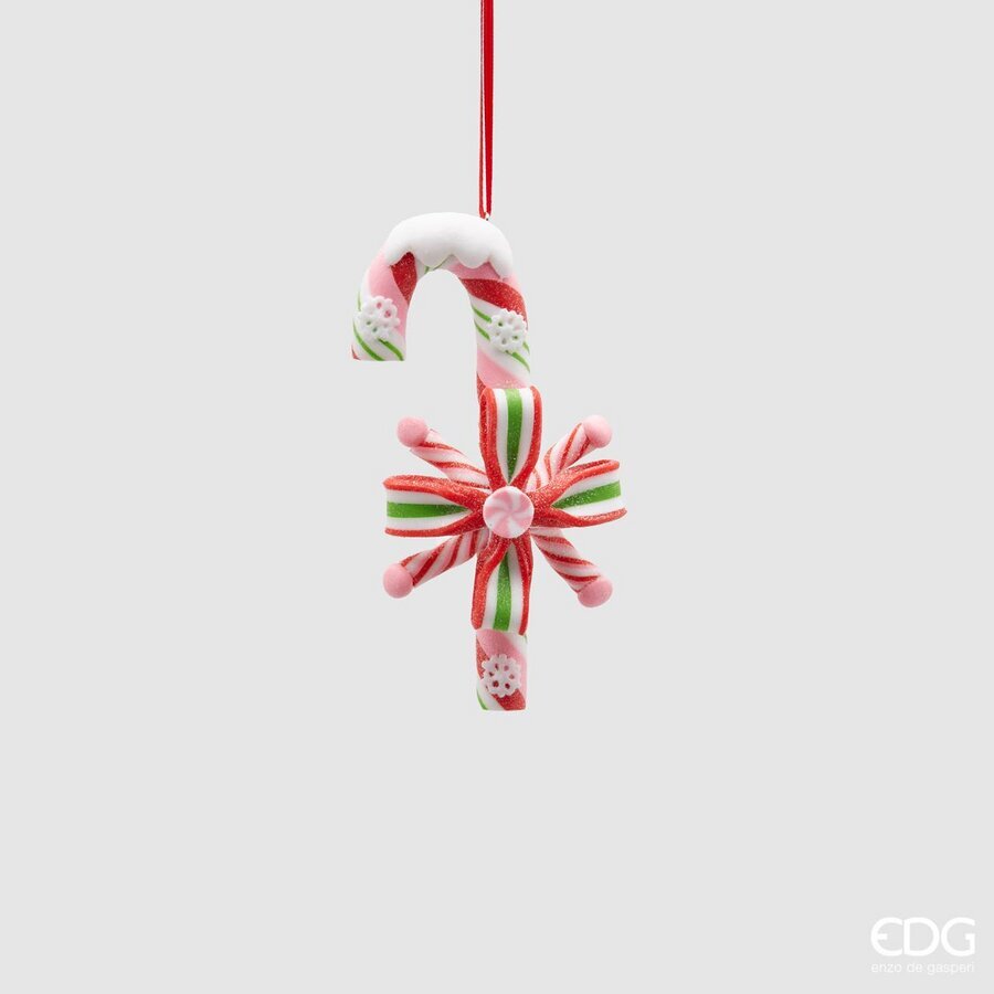 EDG Enzo De Gasperi Decorazione Natale Candy Cane Verde e Rosso H12 cm – Addobbo Natalizio