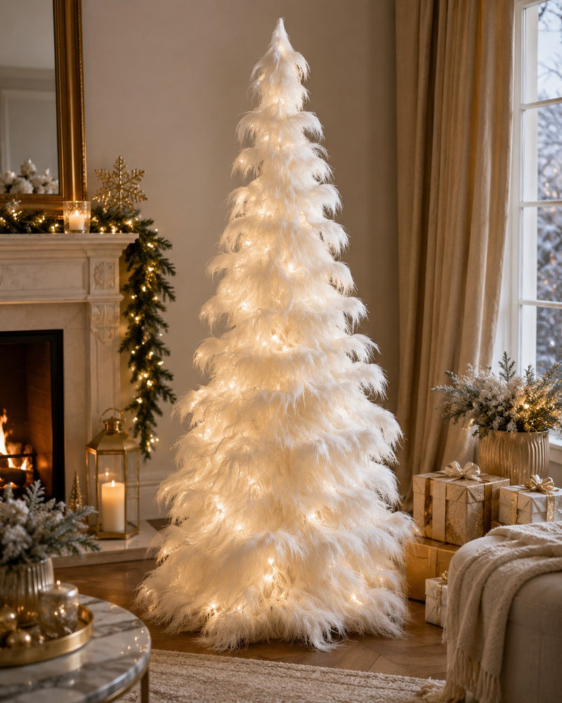 EDG Enzo De Gasperi Pino Furry Bianco H210 Ø100 cm – Albero di Natale