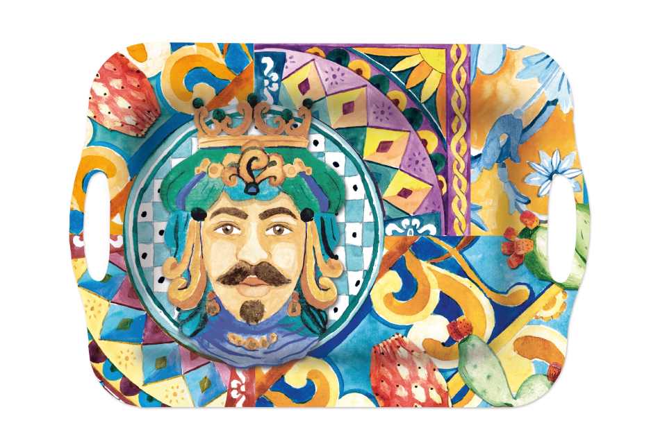 regalo italiano regalo italiano vassoio rettangolare melamina dec sicily ass h 25 cm 42 x 29 cm multicolor 1 pz ean 8021785714298