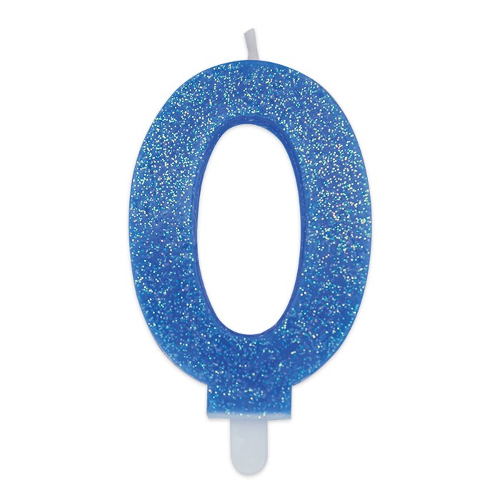 Big Party Candelina Numero 0 Cera Sweety Celeste Glitter