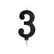 Big Party Candelina Numero 3 Max Cera Sweety Nero Glitter