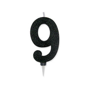 Big Party Candelina Numero 9 Max Cera Sweety Nero Glitter