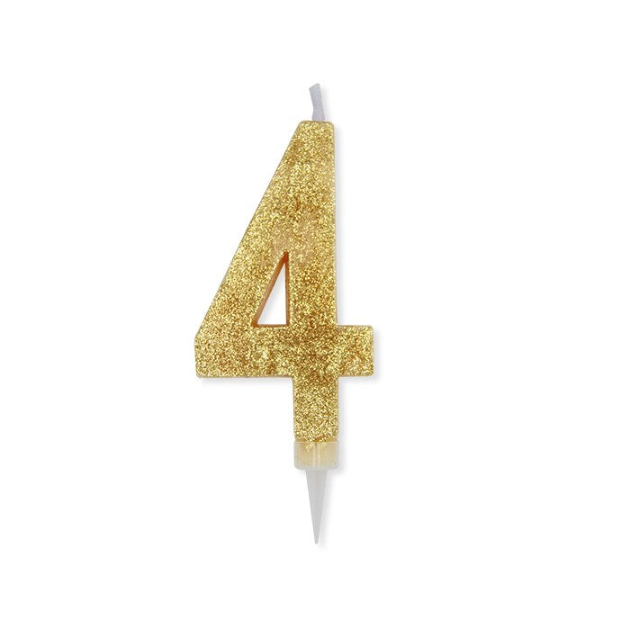 Big Party Candelina Numero 4 Max Cera Sweety Oro Glitter