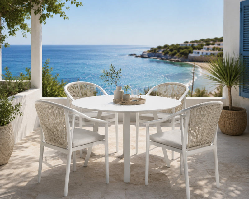 EDG Enzo De Gasperi Tavolo Rotondo da Esterno Bianco in Alluminio D 100 cm H75 cm