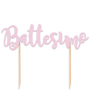 Big Party Cake Topper Italic Battesimo 20 Cm Rosa