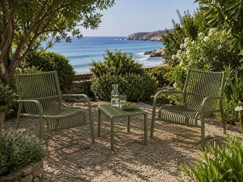 L'Arcolaio Set Giardino Ponza Verde: 2 Poltrone e Tavolino UV