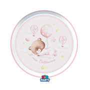 Big Party Piatti Carta Battesimo Bear D 18 Cm Cf 6 Pz Rosa