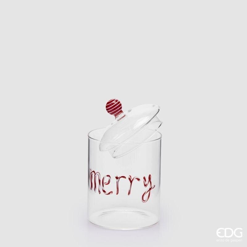 EDG Enzo De Gasperi Contenitore Cilindro Merry Christmas Rosso H16,5 Ø10 cm – Decorazione Natalizia