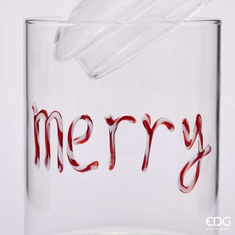 EDG Enzo De Gasperi Contenitore Cilindro Merry Christmas Rosso H16,5 Ø10 cm – Decorazione Natalizia