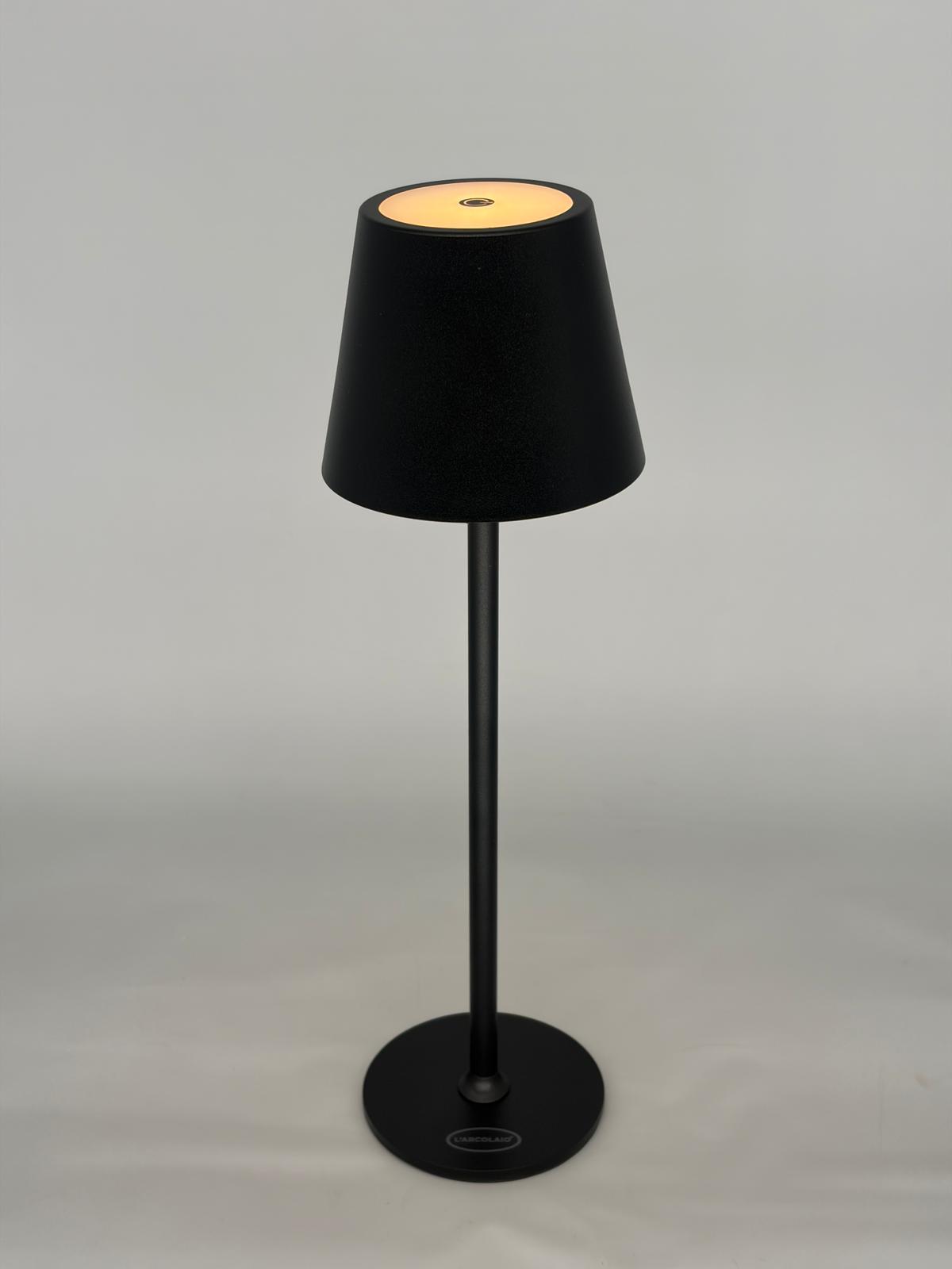 L'Arcolaio Wiederaufladbare LED-Touch-Lampe, H 38 cm, 10 x 10 cm, IP54, rund, Pro, schwarz