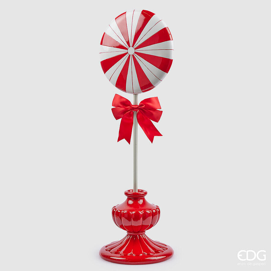 EDG Enzo De Gasperi Decoro Natale Caramella Topiary H 71 Cm L 23 Cm L 26 Cm White Red