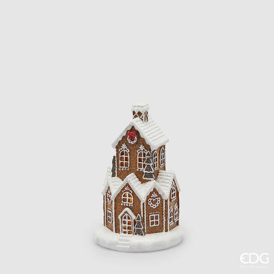 EDG Enzo De Gasperi Decoro Natale Casetta Marzapane H 23 Cm L 14 Cm L 14 Cm Led Hazelnut