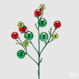 Decoro Natale PalleMix Ramo X 12 H 53 Cm Green Red