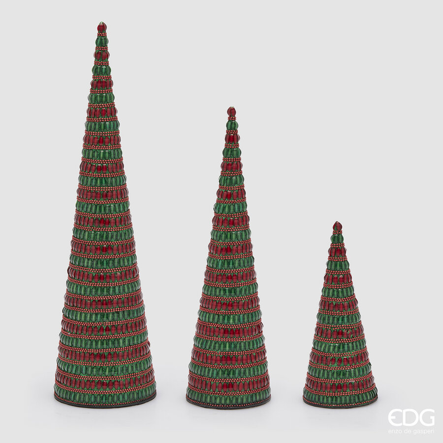 Decoro Natale DecorGemme Cono Set 3 Pz H 46 Cm D 13 Cm Green Red