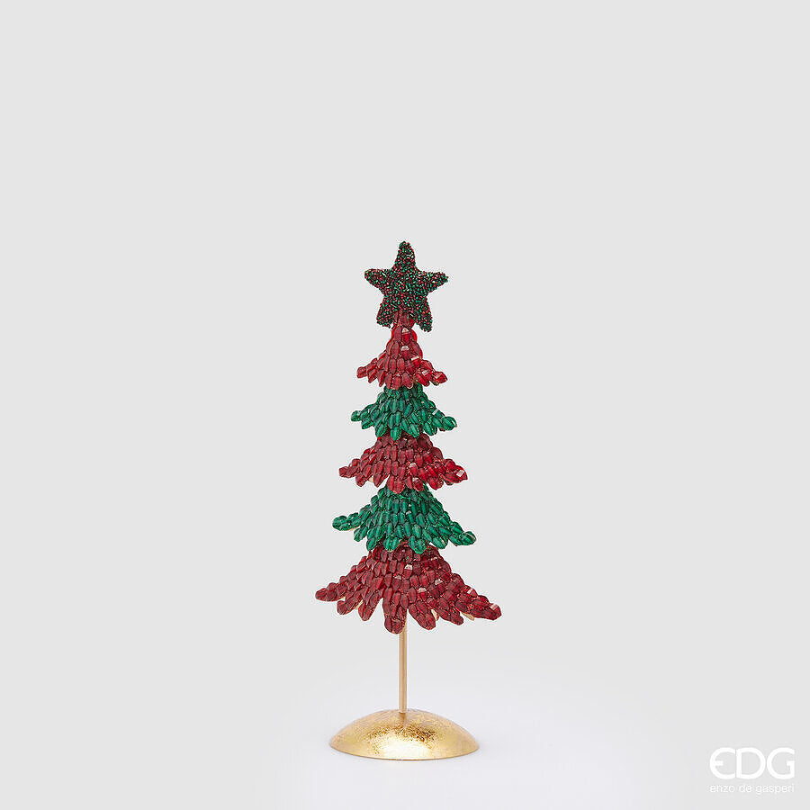 EDG Enzo De Gasperi Decoro Natale Perle Pino H 37 Cm L 15 Cm L 8 Cm Green Red