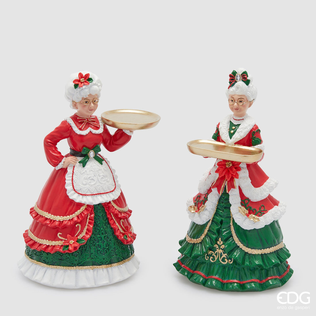 EDG Enzo De Gasperi Mamma Natale Decorativa Assortita H26 cm Verde Rosso 1 Pezzo – Decorazione Natalizia