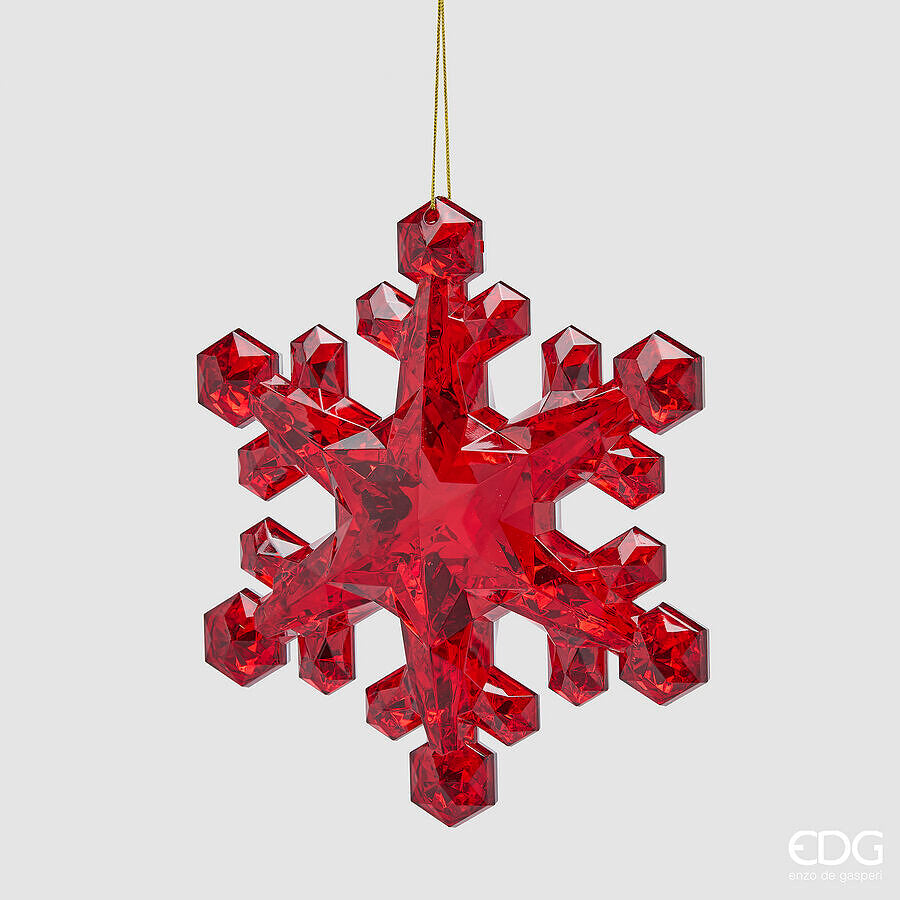 EDG Enzo De Gasperi Decoro Fiocco di Neve da Appendere Rosso H23,5 cm – Addobbo di Natale