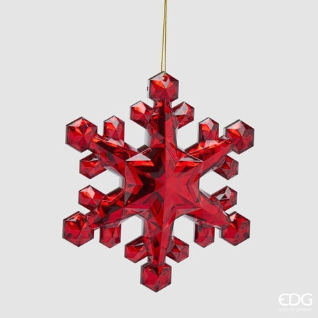 EDG Enzo De Gasperi Decoro Fiocco di Neve da Appendere Rosso H23,5 cm – Addobbo di Natale