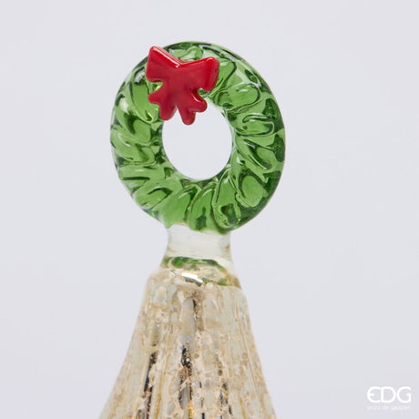 EDG Enzo De Gasperi Pino Twist Gold con MicroLED e Movimento H42 Ø11 cm – Decoro di Natale