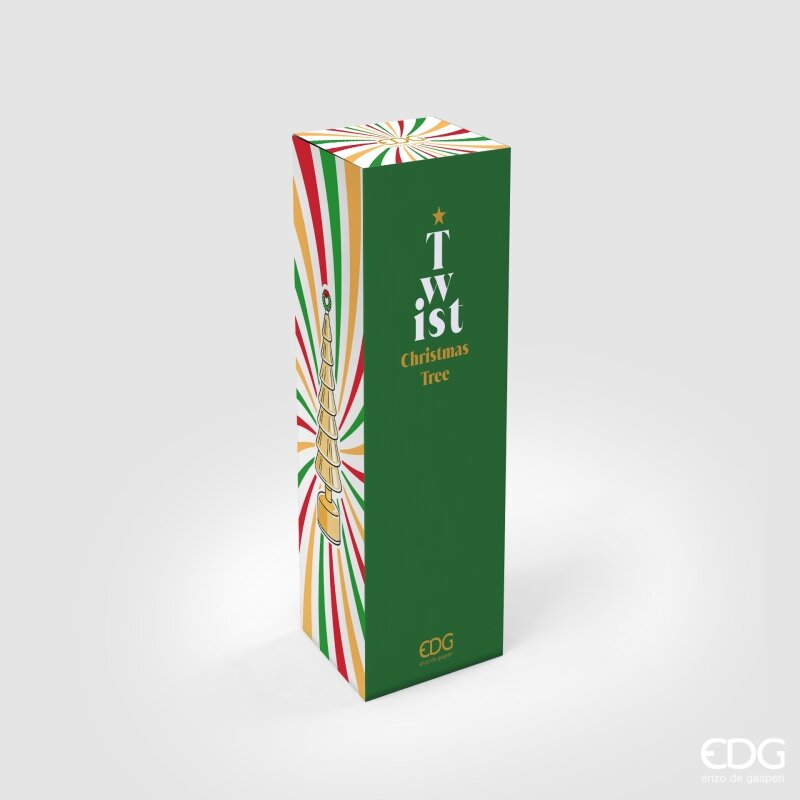 EDG Enzo De Gasperi Pino Twist Gold con MicroLED e Movimento H42 Ø11 cm – Decoro di Natale