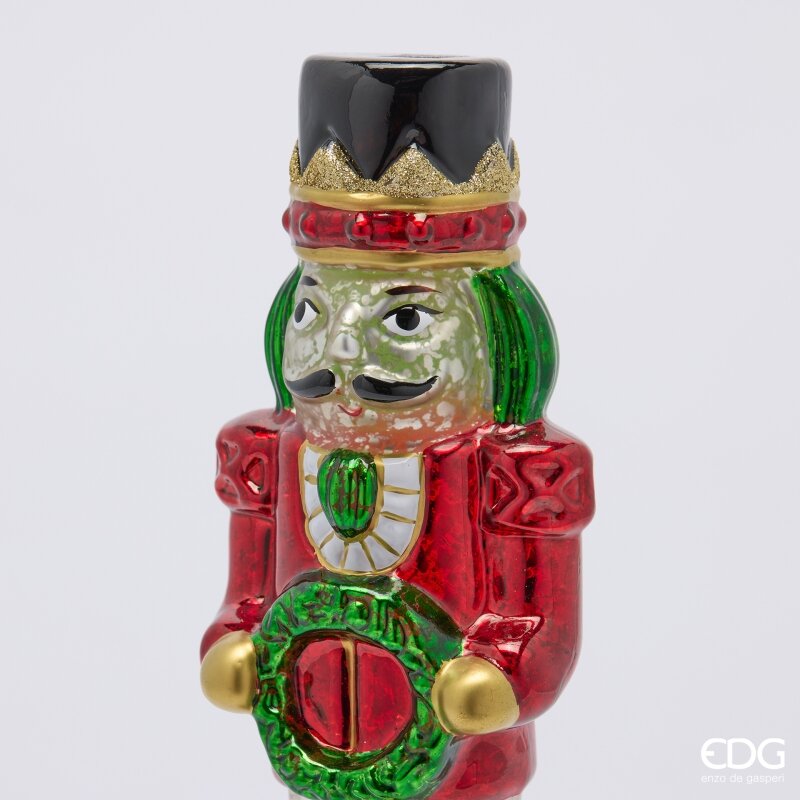EDG Enzo De Gasperi Soldatino Twist Green Red con MicroLED e Movimento H36 Ø9 cm – Decorazione di Natale