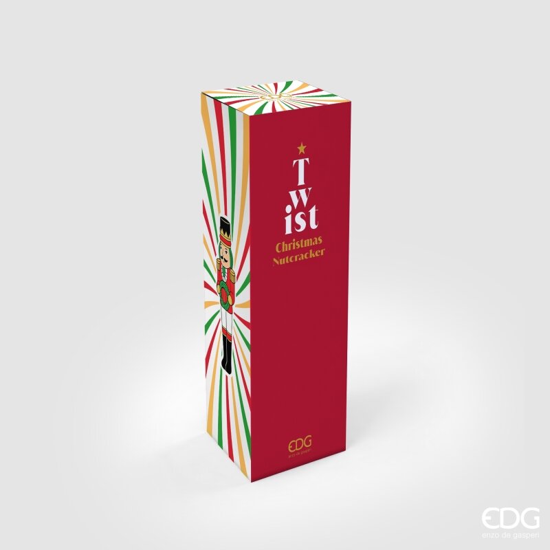 EDG Enzo De Gasperi Soldatino Twist Green Red con MicroLED e Movimento H36 Ø9 cm – Decorazione di Natale