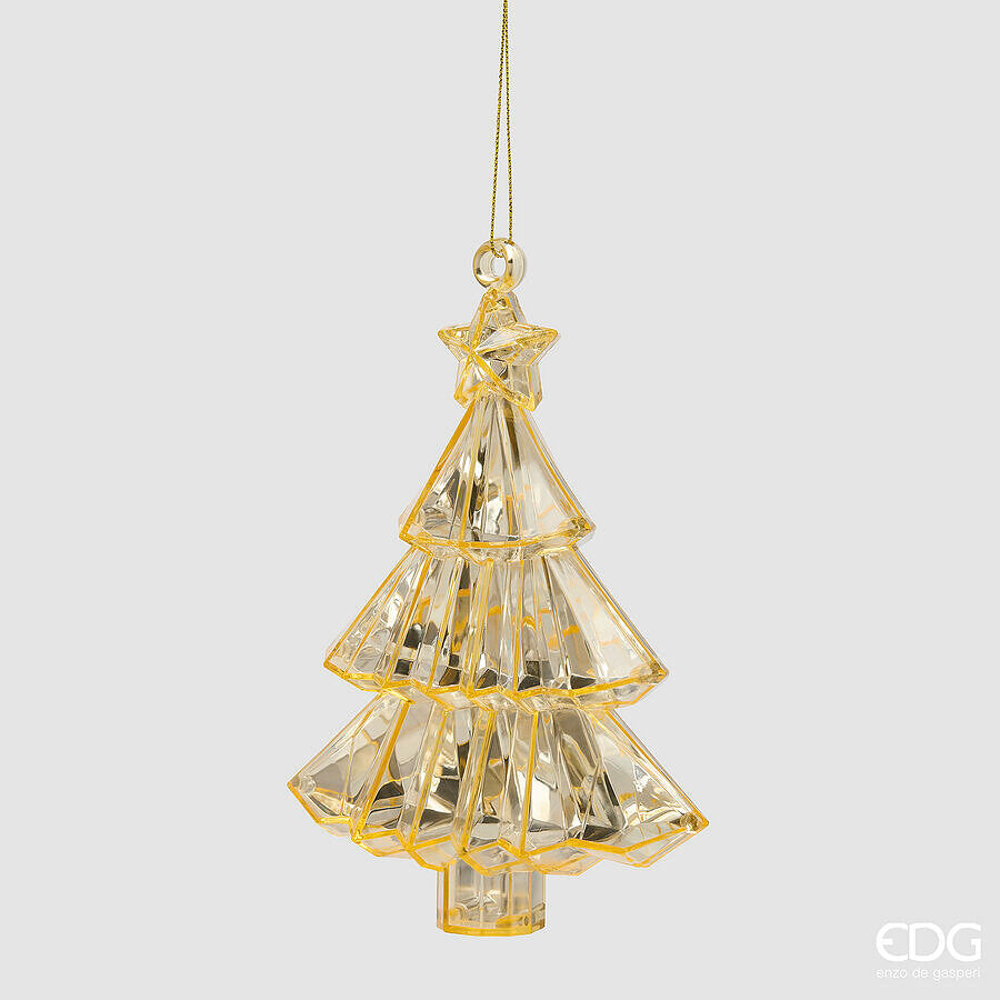 EDG Enzo De Gasperi Decoro Diamante Pino da Appendere Champagne 17x13x6 cm – Addobbo di Natale