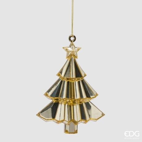 EDG Enzo De Gasperi Decoro Diamante Pino da Appendere Champagne 17x13x6 cm – Addobbo di Natale
