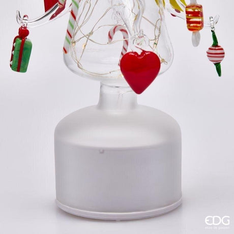 EDG Enzo De Gasperi Pino Twist Natalizio con Decori LED H36 Ø9 cm Multicolor con Movimento e Luci