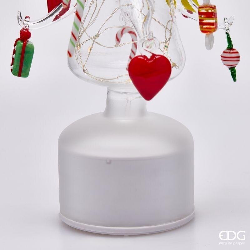 EDG Enzo De Gasperi Pino Twist Natalizio con Decori LED H36 Ø9 cm Multicolor con Movimento e Luci