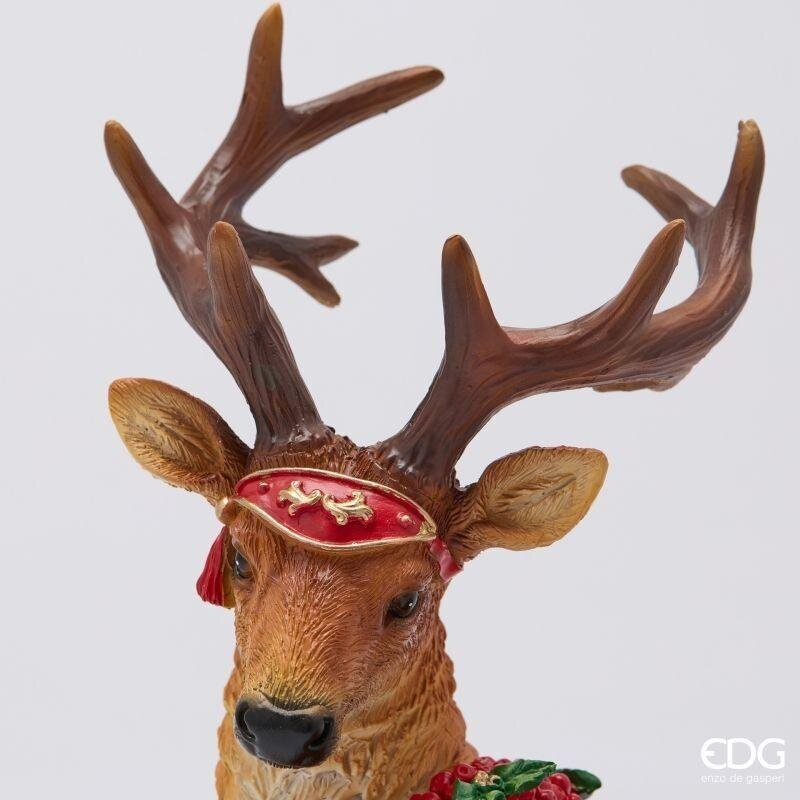 EDG Enzo De Gasperi Renna Natalizia con Ghirlanda H24x23,5x13,5 cm Nocciola – Decorazione di Natale