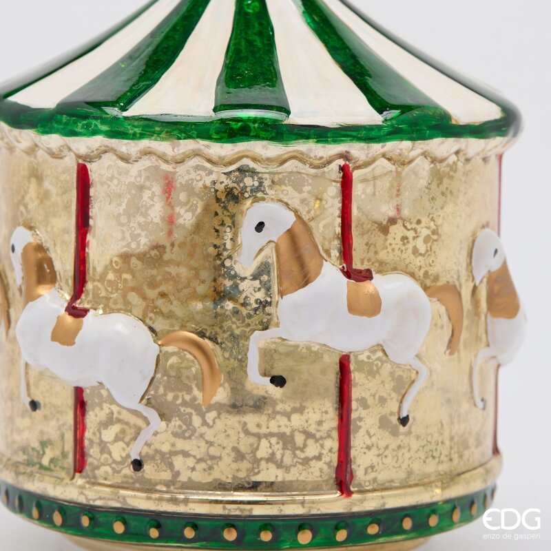 EDG Enzo De Gasperi Giostra Twist LED Vetro Bianco Verde H17 D15 - Natale