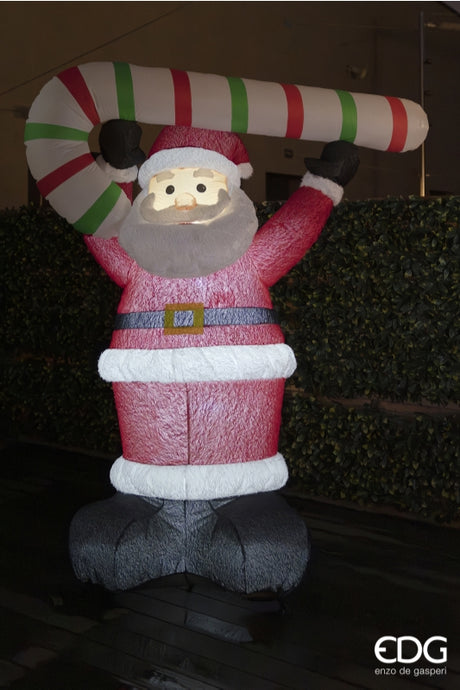 EDG Enzo De Gasperi Babbo Natale Gonfiabile Candy con LED H250 Ø190 cm – Decorazione di Natale