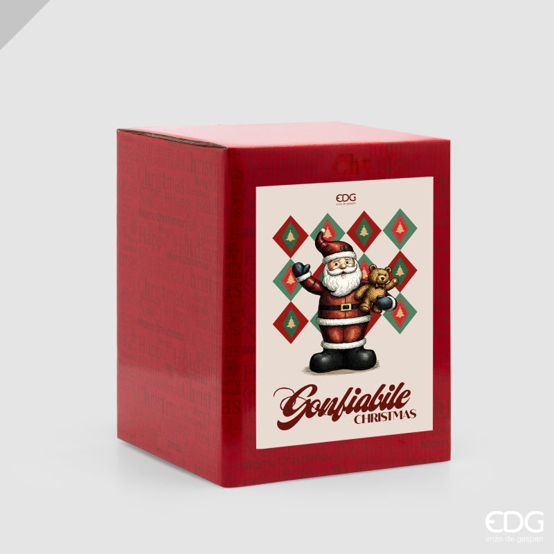 EDG Enzo De Gasperi Babbo Natale Gonfiabile con Orsetto LED White Red H380 Ø230 cm – Decorazione di Natale