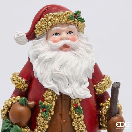 EDG Enzo De Gasperi Babbo Natale con Bastone H27x13x11 cm Verde Rosso – Decorazione di Natale