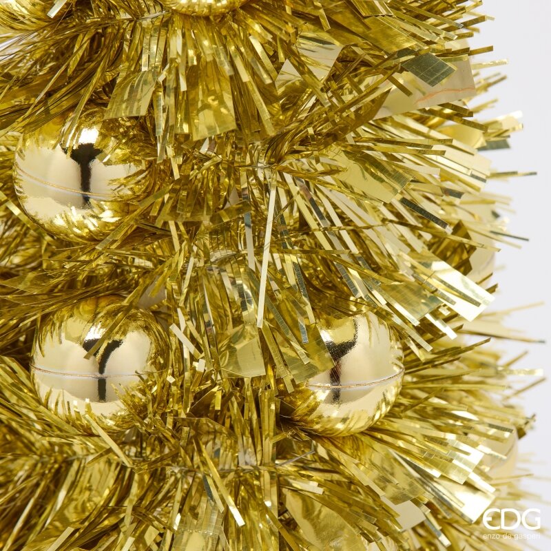 EDG Enzo De Gasperi Decoro Pino con Palle Gold H50 Ø16 cm – Decorazione di Natale