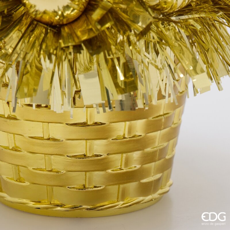 EDG Enzo De Gasperi Decoro Pino con Palle Gold H50 Ø16 cm – Decorazione di Natale