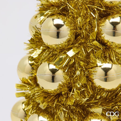 EDG Enzo De Gasperi Decoro Pino con Palle Gold H35 Ø13 cm – Decorazione di Natale