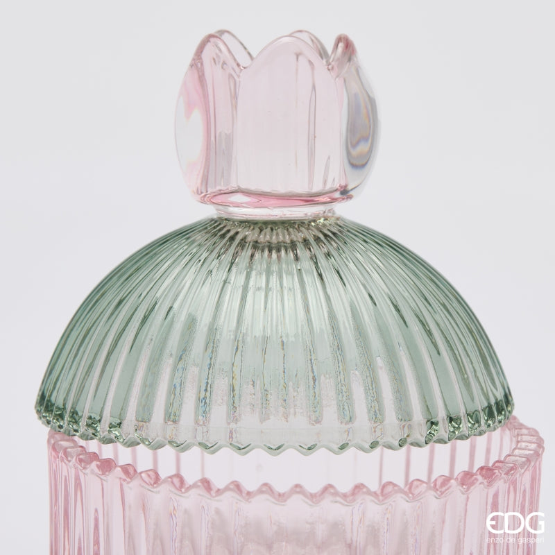 EDG Enzo De Gasperi Contenitore Decorativo a Righe Green Pink H14 Ø10,5 cm – Decorazione Natalizia