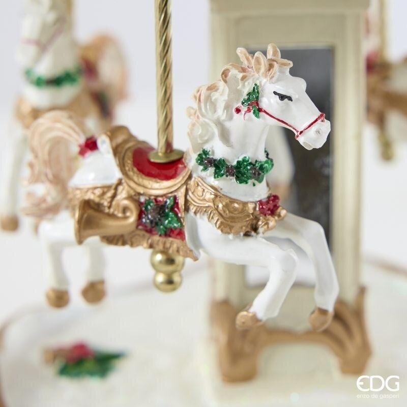 EDG Enzo De Gasperi Carillon Natalizio Cavallo Giostra H25 Ø20 cm Rosso – Decorazione di Natale