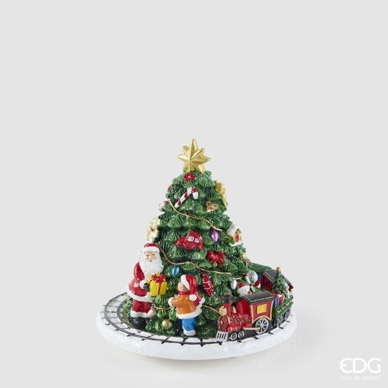 EDG Enzo De Gasperi Carillon Natalizio Trenino con Pino H17 Ø15,5 cm Verde – Decorazione di Natale