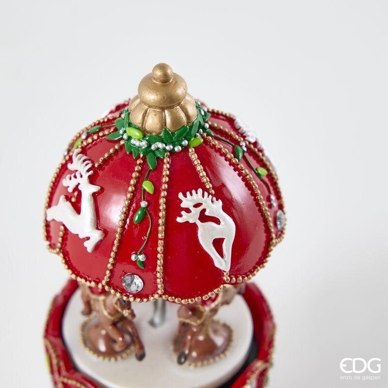 EDG Enzo De Gasperi Carillon Giostra con Renne H17 Ø7,5 cm Rosso – Decorazione di Natale