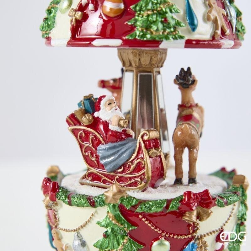 EDG Enzo De Gasperi Carillon Babbo Natale con Slitta H17 Ø8,5 cm Verde Rosso – Decorazione di Natale