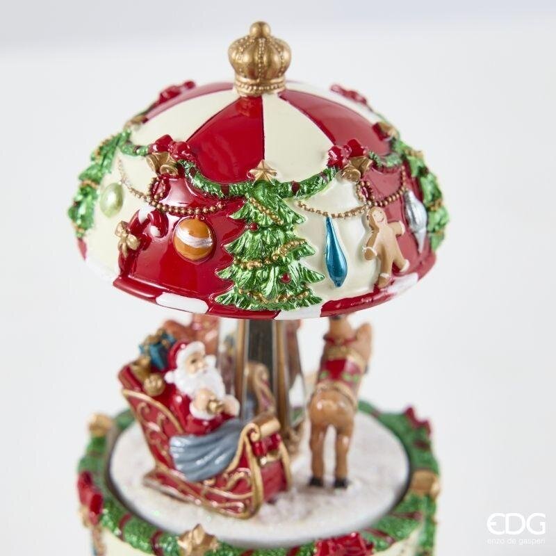 EDG Enzo De Gasperi Carillon Babbo Natale con Slitta H17 Ø8,5 cm Verde Rosso – Decorazione di Natale