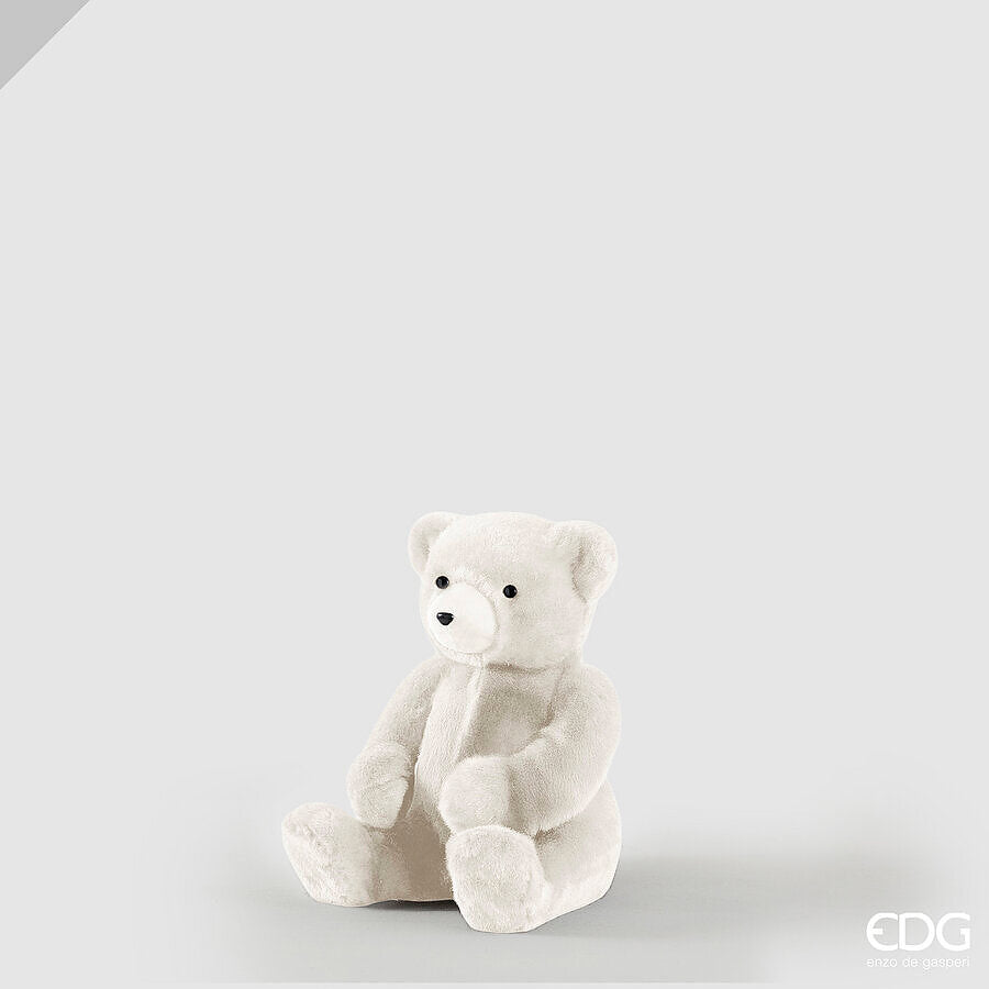 EDG Enzo De Gasperi Decoro Orsetto con Regalo White 25x21xH30 cm – Decorazione di Natale