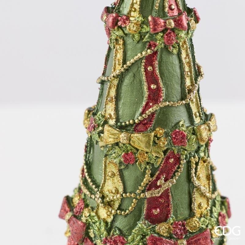 EDG Enzo De Gasperi Pino Decoglitter Verde Rosso H47 Ø13 cm – Decorazione di Natale